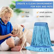 2 Pcs Commercial Mop Head Replacement 18 Oz Tube Microfiber Mop Heads For Floor Cleaning Industrial Mop Heads Blue Looped End Wet Mop Head Refill For Home Commercial Industrial Use - Blue - 查看 6
