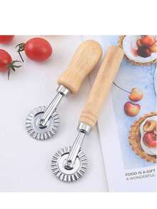 1Pc Budget-Friendly Baking Tool Set, Wooden Handle Stainless Steel Pizza Cutter & Cookie Stamp Molds, Durable Construction & Easy To Clean, Perfect For Family Parties, Parent-Child Activities, Homemade Baking,Kitchen, Kitchen Gadgets - View 6