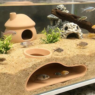 Aquarium Underwater Tunnel Naturally Curved | Observe Fish And Shrimp Under The Pebble Fish Cave | Hiding Place Decor For Aquarium, Suitable For Bettas, Gouramis, Coral Fish, Kuhli Loaches, Clown Loaches, Discus, Aquarium Accessories, Underwater Hideaway Habitat, Aquarium Decor, Easy To Install, Suitable For Freshwater/Saltwater Tanks, Ideal For New Year, Spring Festival, Valentine's Day, Easter, Ramadan