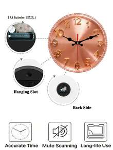 1 chiếc đồng hồ treo tường 2D bằng gỗ với viền ngọc trai vàng hồng, thích hợp trang trí phòng ngủ, phòng khách, văn phòng, nhà bếp và quán cà phê. Món quà Giáng sinh và Năm mới sáng tạo (kích thước 10/12 inch, không bao gồm pin) - Nhiều màu - Xem 6
