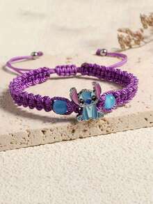 1 chiếc vòng tay hợp kim thủ công bện điều chỉnh được hình Stitch hoạt hình Disney, món quà tinh tế thích hợp dành cho bạn bè và người yêu! - Nhiều màu - Xem 3