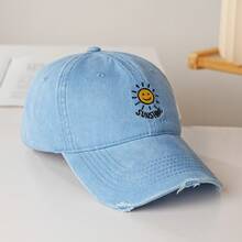 Mũ lưỡi trai thêu hình mặt cười, kiểu dáng hippie, hip hop, vành cong, có thể điều chỉnh, mũ chống nắng, mũ unisex kiểu bố. - Nhiều màu - Xem 15