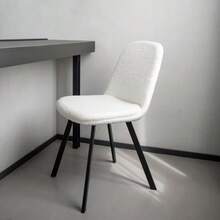 Dining Chair Teddy Fleece, Set Of 2, Soft Padding, All-Season Comfort & Stable Metal Frame - 米色 - 查看 5