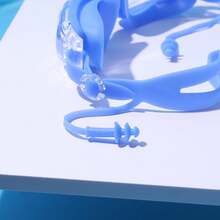 Gafas de natación de silicona para adultos hombres y mujeres, impermeables y antivaho, con tapones para los oídos transparentes de alta definición de una sola pieza para natación - A - Ver 5