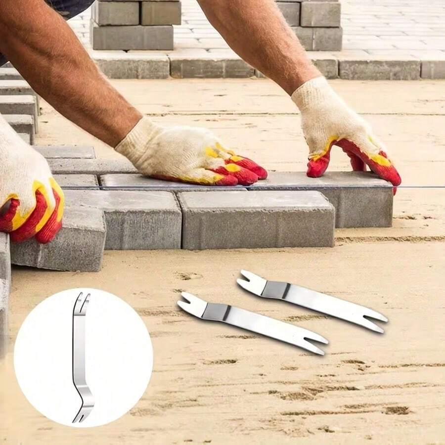 1件装不锈钢铺路石提取工具,适用于移除和抬起花园、草坪、庭院的铺路石和露台砖。 - A - 查看 1