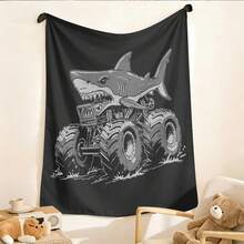 1PC Monster Jam  Monster Truck Racing Flannel Throw Blanket 50"X60" (Multiple Sizes) -  Green Truck Flying In Dust, Action Shot, Tapestry Wall Hanging, Monster Truck Fan Gift, Room Decor, Perfect For Sofa, Bed, Office -280gsm - nhiều màu 18 - Xem 4