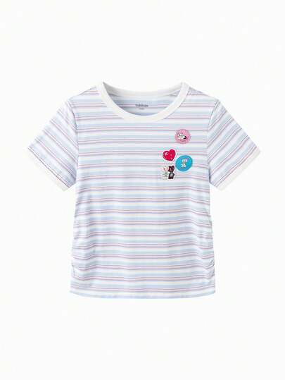 Balabala 女童吸湿排汗T恤，适合青少年女孩夏季穿着，透气速干，休闲日常穿着，户外穿着舒适轻便。