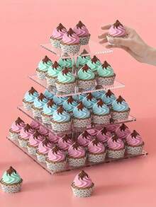 Cupcake Stand, Tiered Cupcake Tree Tower, Transparent Dessert Display Rack, Suitable For Dessert Table, Wedding, Birthday Party - Multicolor - View 1