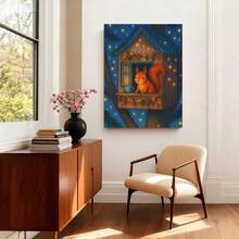Con marco 1 pieza, Póster Premium Plano , Impresión de Arte Giclée, Obra de Arte Exquisita: Ardilla Sirviendo Té en una Casa del Árbol - de Animales, Decoración de Habitación Infantil, Arte de Animales del Bosque, Adecuado para Granja, Sala de Estar, Dormitorio, Cocina, Baño, Oficina - Enmarcado - Ver 5