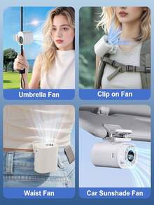 Car Clip-On Fan 100 Speeds Adjustable USB Rechargeable LED Display 1200mAh Clip-On Portable Fan With 360° Rotation , Pocket Size Summer Cooling Essentials For Travel/Beach/Concert/Car/Hiking Gifts Clip-On Mini Fan - A - View 9