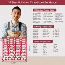 High Quality Thread Checker, 55 Bolt Size And Thread Gauge, Bolt Thread Identifier 20 Standard And 16 Metric, Bolt Identifier Plate, Nut And Bolt Thread Inspection Gauge Wall Mounted With 19 Drill Gauge - Black - View 2