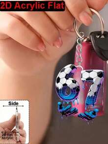 2d Football Acrylic Bag Decoration, Keychain, 67 Pendant, Suitable For Car Keychains, Decorative Backpacks,Purse Accessories Charm, Elegant Car Ornament, Backpack Charms, Purse Pendant, Lightweight And Versatile, , Travel Accessories, Beach Party Decor, Everyday Fashion Accessories, Perfect Gift For Easter, Mother's Day, Independence Day, Wedding, Graduation Season - Multicolor - View 4