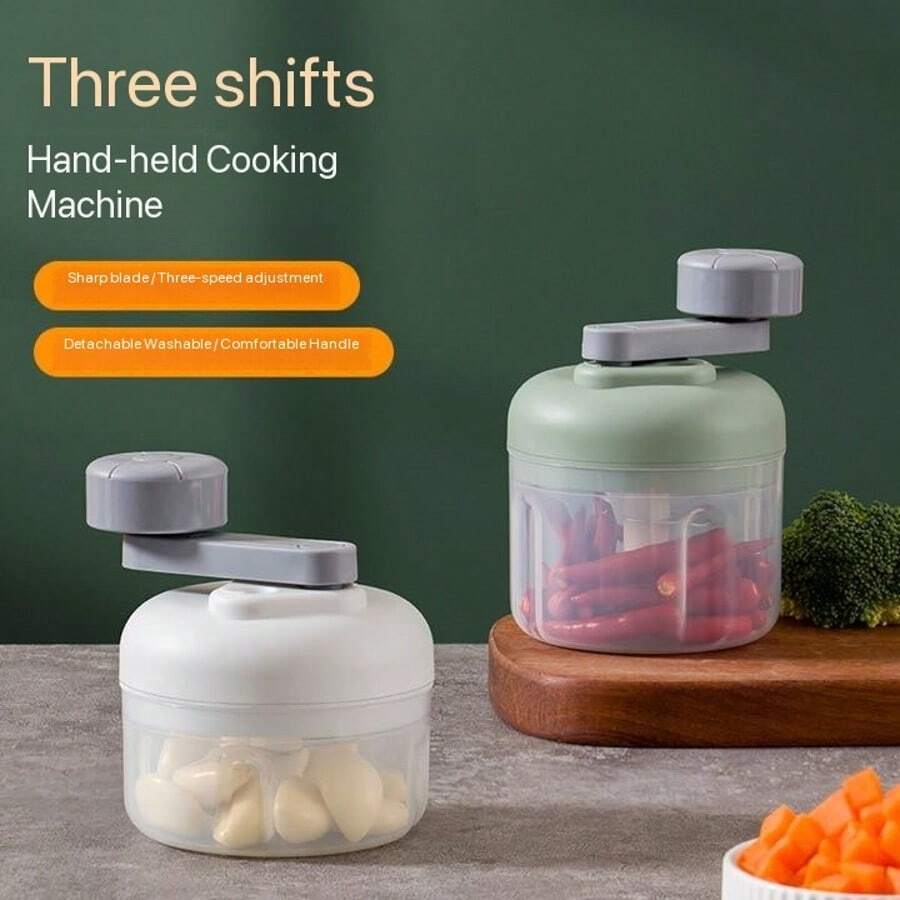 Máy xay thực phẩm 3 tốc độ bằng tay, máy xay tỏi gia dụng quay tay, máy xay ớt đa năng. - Nhiều màu - Xem 1