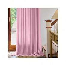 Plain Velvet Curtain With 8 Buttons (1 Piece), Soft And High Quality Fabric, Enhances The Style Of Your Home, Perfect To Complement Any Modern Decor Style. - Rose - View 2
