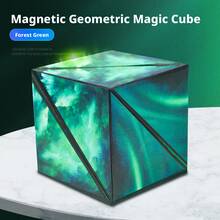 Cubo magnético geométrico 3D - Bloque transformable de volteo tridimensional - Cubo geométrico magnético (verde bosque intenso) - Ver 3