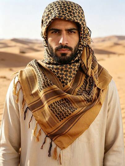 1 pièce Nouveau foulard style désert automne/hiver européen et américain, foulard de tête arabe doux pour la , décontracté pour l'extérieur