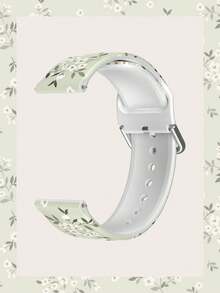 1条绿色花卉图案TPU表带，兼容 38/40/41/42/43/44/45/49mm，通用20mm、22mm表带 - 薄荷綠 - 查看 5