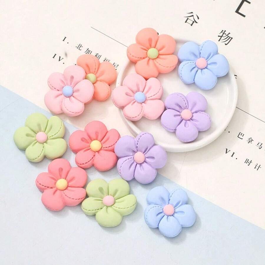 30pcs Cute 5-Petal Sunflower Resin DIY Phone Case Flower Decor Accessories - Multicolor - View 1