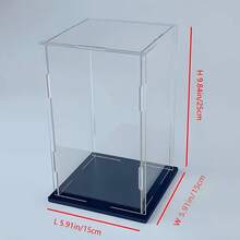 1 pieza Caja de exhibición de acrílico transparente, disponible en múltiples tamaños, caja de exhibición a prueba de polvo de plástico con base negra, adecuada para modelos de autos, figuras de acción, coleccionables, estatuas y exhibición - Caja expositora negra - Ver 52
