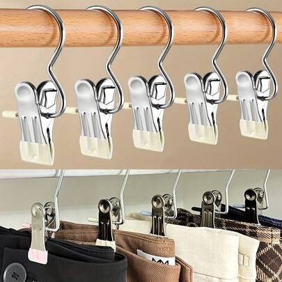 20 chiếc móc treo quần áo đa năng bằng thép không gỉ kèm kẹp - Tiết kiệm không gian, không để lại vết bẩn, dùng để sắp xếp quần áo như quần tây, váy và nhiều loại quần áo khác.