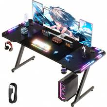 Devoko Gaming Desk, 80/120/140/160cm Gaming Table, Ergonomic Gamer Table Ergonomic PC Computer Table Stable Table With Cup Holder Black - 黑色 - 查看 11