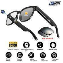 LOKMAT M02S 智能眼镜，内置聊天 GPT、800 万像素摄像头、26 种语言 AI 翻译、语音助手和语音控制、WiFi 4.0、蓝牙 5.4，智能眼镜 - 查看 14
