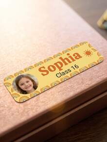 30 piezas/60 piezas/120 piezas Etiquetas personalizadas con foto y texto, Pegatinas escolares personalizadas, Etiquetas de nombre personalizadas, Etiquetas lindas para guardería, Diseño de foto y texto, Rectangular, Para padres y maestros - Modelo 2 - Ver 9