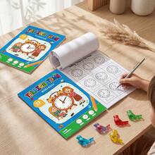 1 Set Children's Time Cognition & Math Workbook + Clock Sticker Teaching Model, Suitable For Elementary School Teachers. The Clock Sticker Model Combines Theory And Hands-On Practice, Covering Time Reading And Unit Conversion, Effectively Improving Teaching Efficiency. Suitable For Parent-Child Education, Unisex. Category: Stationery, Learning Supplies, Toys, Children's Products - Multicolor - View 2