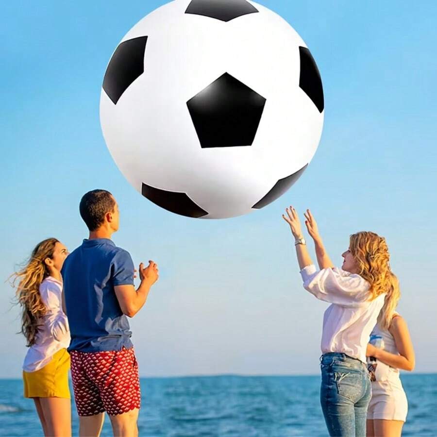 1 quả bóng đá bơm hơi cỡ cực lớn, đường kính 39,37 inch, bóng bãi biển khổng lồ, thích hợp cho hồ bơi mùa hè, tiệc bãi biển, trò chơi sự kiện. - Quả bóng đá bơm hơi - Xem 1