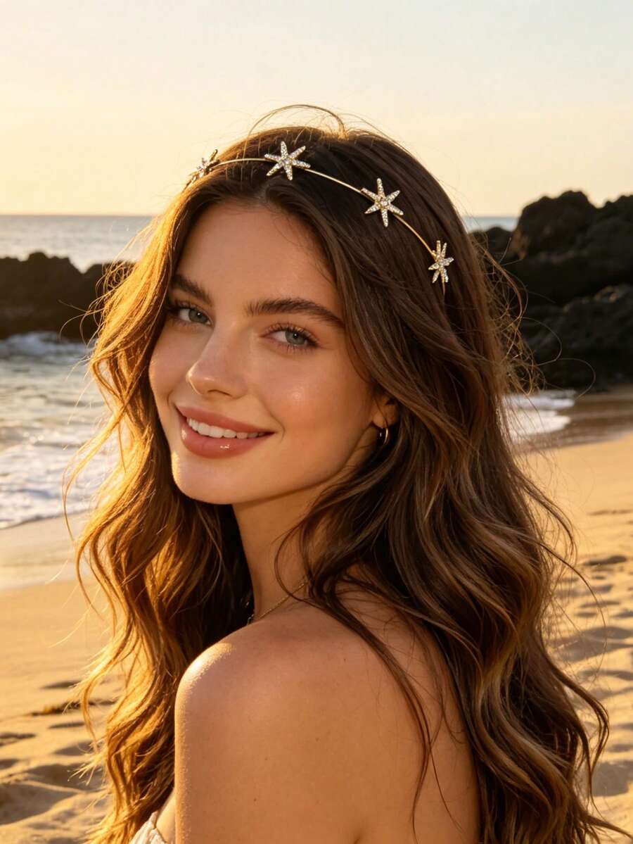 1 Stück Kristall Stern Haarband, luxuriöser funkelnder Stil, Haar-Accessoire für Alltag/Party/Date, dünnes Haarband für Frauen - Verschiedenfarbig - Übersicht 1