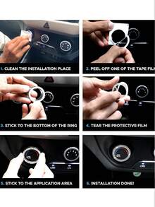 2PCS/1pc 水晶水鑽汽車引擎停止裝飾環 – 閃亮內飾配件,帶閃爍水晶的按鈕蓋貼紙,時尚內飾裝飾汽車貼花 - 款式A - 查看 9
