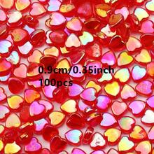 100 hạt acrylic hình trái tim màu AB 9mm trong suốt, hạt rời dùng làm phụ kiện trang sức DIY vòng cổ và vòng tay. - Hình trái tim - Xem 11