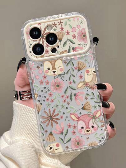 Floral Painted Mirror Stand TPU Phone Case For IPhone X XR XSMax 11 12 13 13Pro 13ProMax 14ProMax 14ProMax 15 15PRO 15PLUS 15PROMAX IPhone16 16Pro 16Plus 16Promax 17 17Pro 17Promax Phone Protective Cover