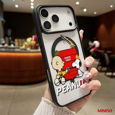 MINISO Snoopy & Charlie Brown Magnetic Transparent Phone Case For IPhone 17/17 Pro/17 Pro Max/17 Air/16/15/14/13/12/11/X Series Iphone 17 Pro Max Case Iphone 17 Pro Case Iphone 17 Case The Girlfriend,Ideal Gift For Anime Fans