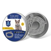 Bộ 2 vòng cổ cho mèo màu xám trung bình có thể điều chỉnh kích thước, chứa các thành phần tự nhiên giúp xua đuổi bọ chét, ve và muỗi, chống thấm nước, bảo vệ trong 8 tháng, phù hợp cho chó, mèo và các vật nuôi nhỏ/trung bình/lớn, đồ dùng cho thú cưng. - Nhiều màu - Xem 6