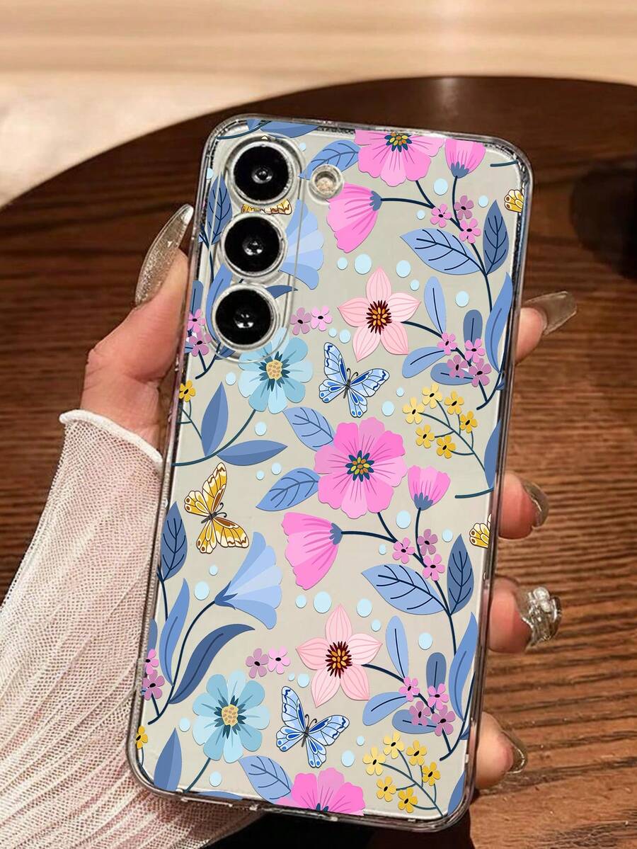 1件裝美觀彩色花朵蝴蝶好運軟手機殼保護套,適用於 iPhone 17/17 Air/17 Pro/17 Pro Max、Honor、Galaxy A04e/12/A13/A14/A34/A50/A52/A53/A54/S21/S22/S23/S24/S25/S25 Ultra、6A/7A/8A/12T/13T - 無色 - 查看 1