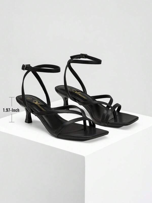 Athlefit Tacones De Mujer Strappy Kitten Heels Square Toe Ankle Strap Sandals Dressy Party Shoes