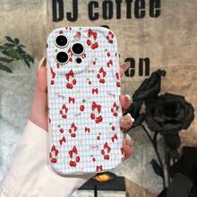 1 chiếc ốp lưng điện thoại tối giản màu xanh anh đào và trắng kẻ caro, chất liệu TPU, màu trắng kem, chống sốc và chống trượt toàn thân, tương thích với iPhone, Honor. - Màu be - Xem 7