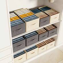 1pc Foldable Fabric Storage Box, Minimalist Washable Closet Organizer Box, Multi-Compartment Design, Multipurpose Storage Container For Underwear, Bras, Socks And Personal Items, Space-Saving Household Container For Bedroom, Wardrobe And Dorm, Essential Home Storage Accessory For All Seasons - Grey - View 5