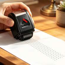 1pc Black Rolling Office Stamp With Dotted Texture, Splash Circle Pattern, Diary Planner Stamp, Dot Matrix Stamp, Self-Inking Rolling Stamp, Back To School Gift, Practice Tool - Black Roller Study/Office Dotted Line Stamps - Sealyoyo - View 3