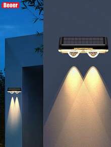 Luz de pared solar, lámpara de pared LED RGB resistente al agua IP65 con cambio de color, luz exterior automática del anochecer al amanecer adecuada para jardín, cerca, patio, patio trasero - Lámparas solares de pared para exteriores - Ver 8