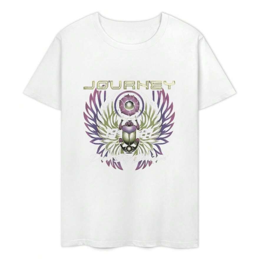 Classic white Journey 1981 graphic tee, retro rock band casual wear. - Blanco - Ver 1