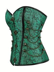 Local Shipping European And American Gothic Purple Court Corset - 綠色 - 查看 3