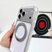 Koolife 1 件装透明磁吸手机壳，PC+TPU 2.0mm 背板，360° 旋转支架，兼容 MagSafe，防震保护壳，适用于 Apple 17/17 Pro/17 Pro Max/17 Air/16/15/14/13/12 - 透明支架款 - 查看 4