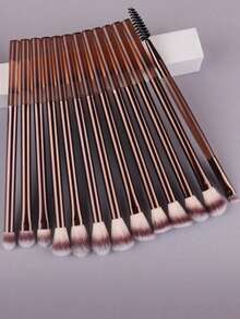 13PCS Professional Soft Makeup Brush Set With Long Aluminum Handles, Includes Spoolie, Eyeshadow, Eyebrow, Lip, Concealer, Blush, Blending, Detail & Highlighter Brushes - Works With Powder, Liquid & Cream Cosmetics. Perfect For Daily Use & Travel, Ideal For Beginners & Pros, Complete Makeup Brush Kit, Great Gift For Friends - Brown - View 3