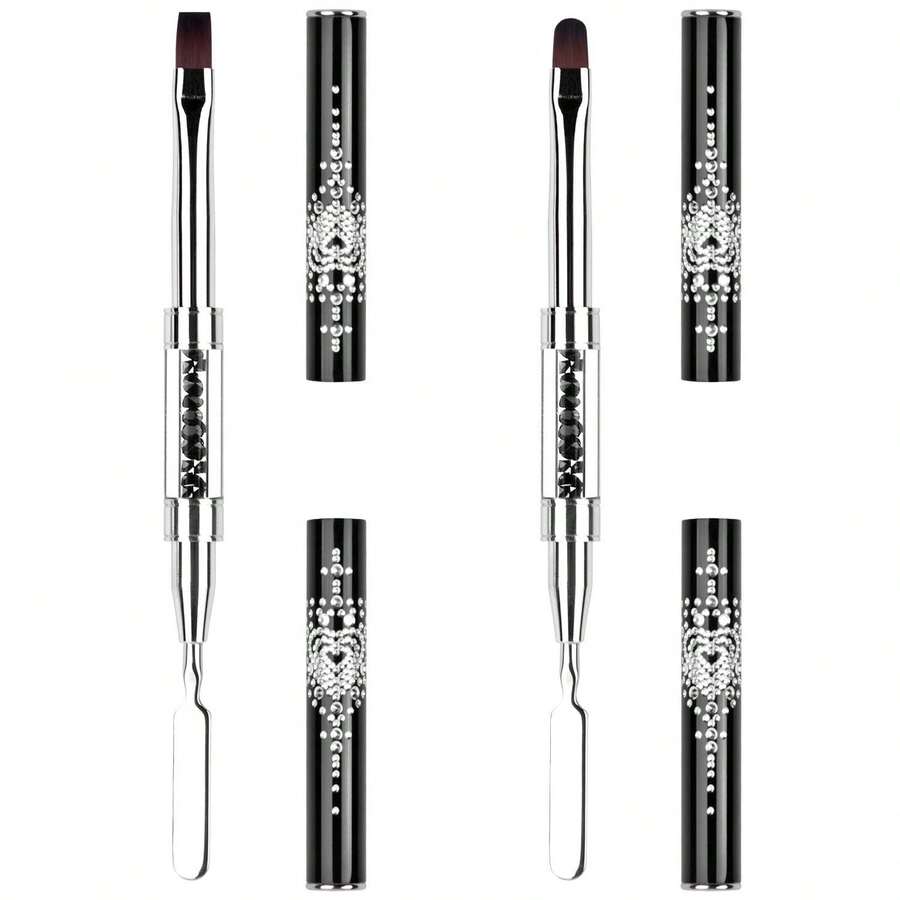 2 món cọ và dụng cụ lấy gel móng, cọ móng gel hai đầu hình bầu dục và dẹt, dụng cụ cắt gel polygel dùng cho móng giả gel UV PolyGel và nối móng. - Nhiều màu - Xem 1