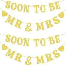 Soon To Be Mr & Mrs Banner, Suitable For Bridal Shower Decor, Pre-Wedding Gold Glitter Decoration, Bachelorette Party, Engagement Celebration - Soon to Be Mr & Mrs. Laqi - View 19