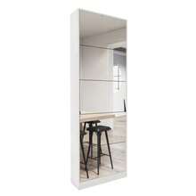 Modern Shoe Cabinet With Full-Length Mirror, Wooden Shoe Rack With 5 Fold-Down Drawers For Hallway, White. - 白色 - 查看 1