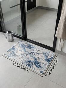 1pc Large Size Blue Floral Pattern Living Room Carpet, Fresh Spring/Summer Design, Soft & Comfortable Texture, Easy Care, Non-Slip Bottom, Suitable For Living Room, Bedroom, Kitchen, Dining Room, Entryway, Office And Other Home Decor - Blue - View 13