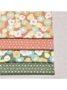 4 Peças Retalhos de Tecido Floral, Retalhos de Tecido para Acolchoado, Retalhos Pré-Cortados para Artesanato, Costura DIY - A - Visão 15